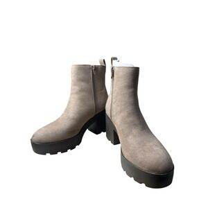 Journee Collection Cassidy Platform Block 3'' Heel Bootie Taupe Women's Size 8.5